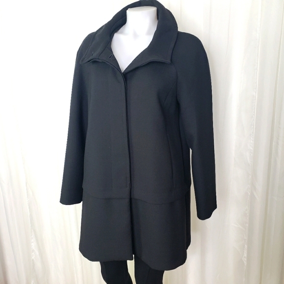 Zara Basic black wool blend coat jacket size XL - Picture 1 of 9